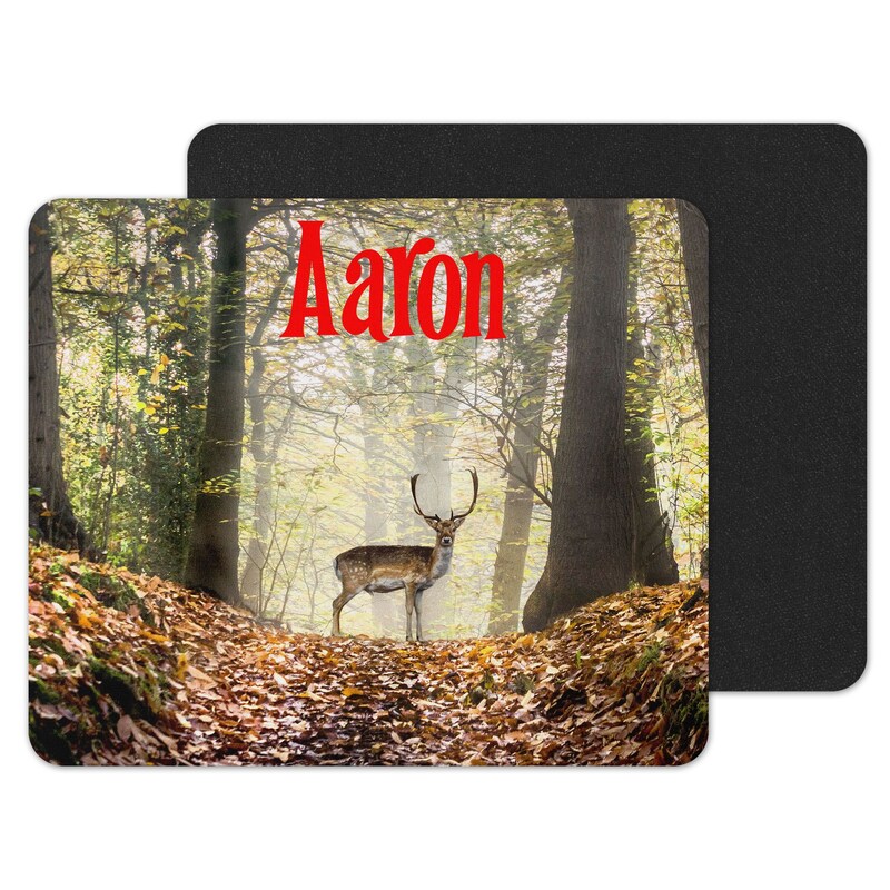 Buck in Fall Leaves Custom Personalized Mouse Pad